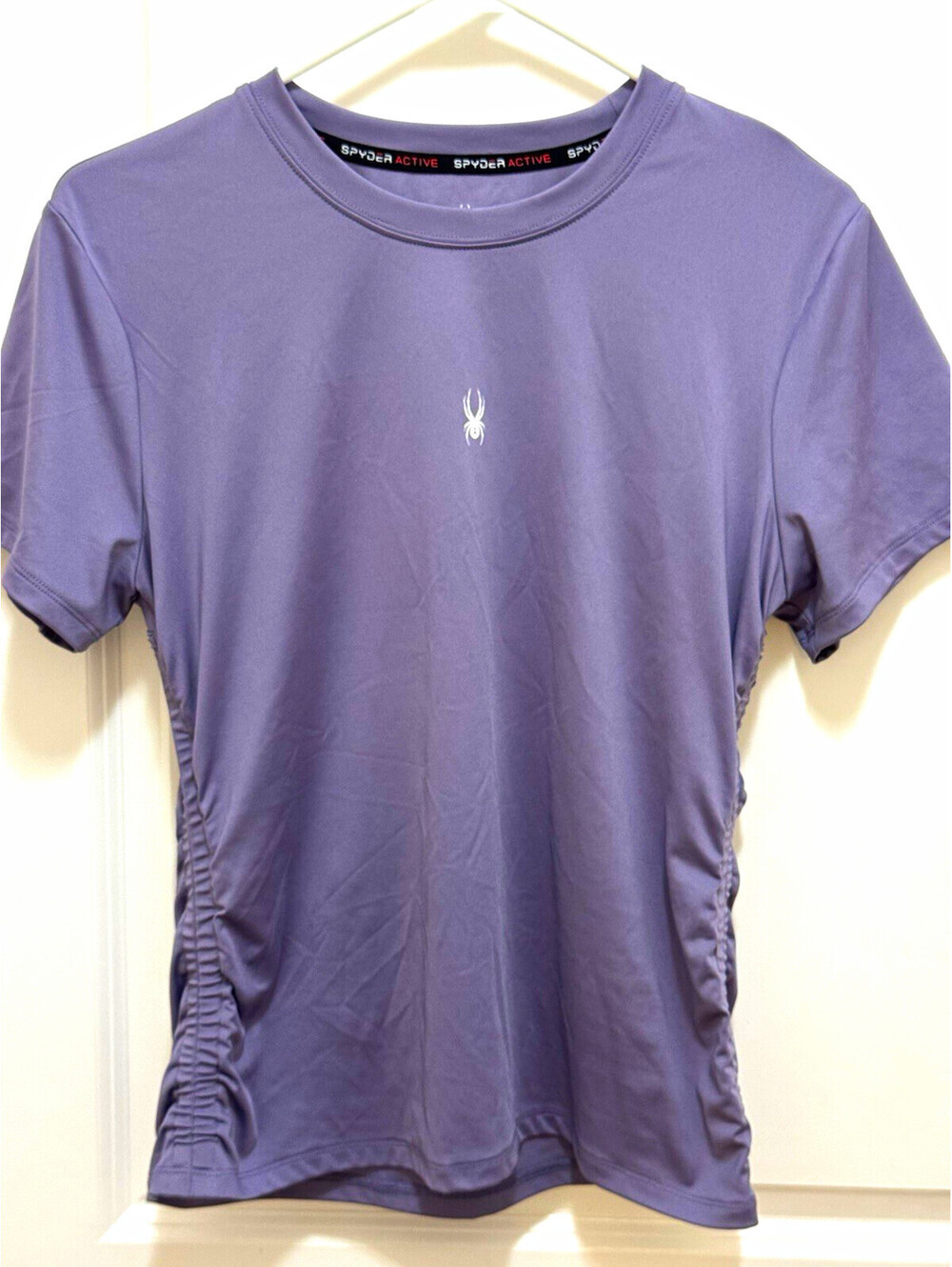 Spyder Active Women’s L Purple Ruched Side Performance Short Sleeve T-Shirt